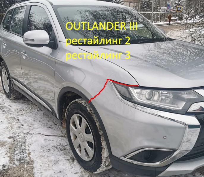 Переднее крыло Аутлендер 3 2-й и 3-й рестайлинг